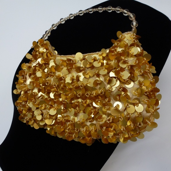 Gold beaded evening bag - Picture 3 of 8